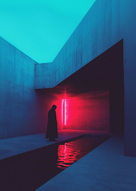 Dark Minimalist Concrete Neon Artwork