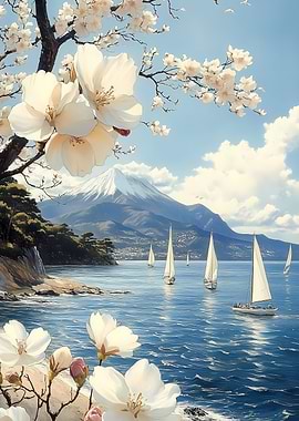 Mount Fuji Seascape Japanese Landscape