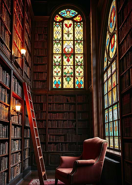 Old Library with Stained Glass