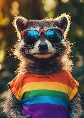 Cool Racoon In Tie-Dye