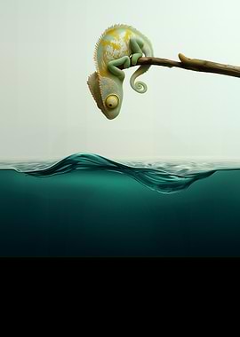 Chameleon About to Dive