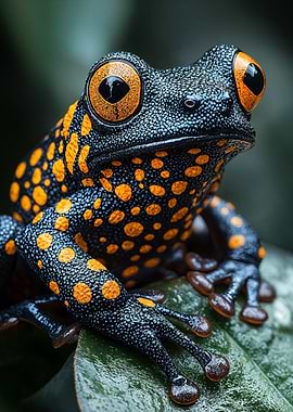 Black and Orange Spotted Frog