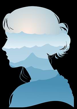Woman Silhouette with Mountains