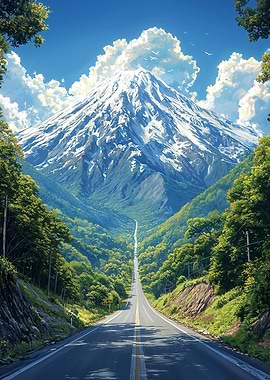 Beautiful Mountain Road Illustration