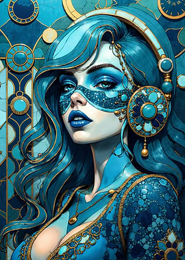 Blue Lady with Jewels