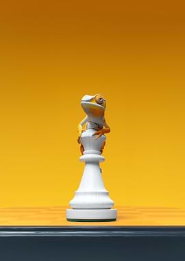 Chameleon on Chess Piece