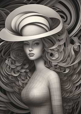 Woman in Abstract Hat