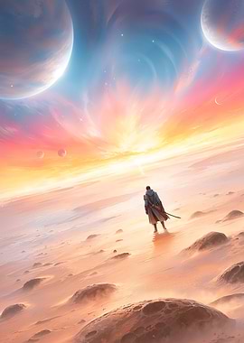 Lone Figure in a Desert Landscape