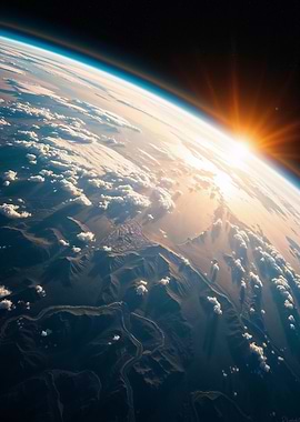 Sunrise above Earth from Space Orbit