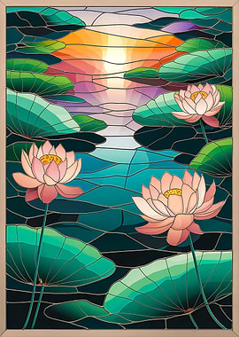 Aurora Lotus Stained Glass Elegance
