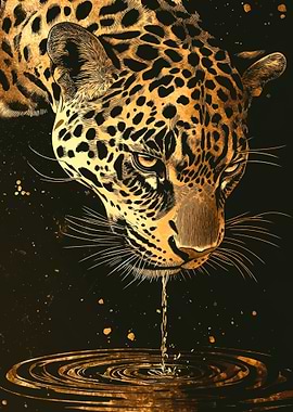 Leopard Drinking Water