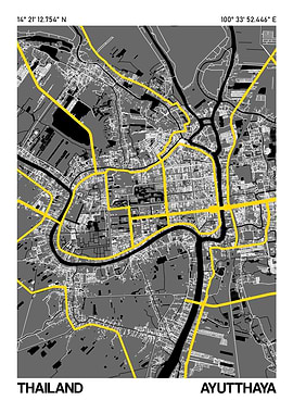 Ayutthaya City Street Map