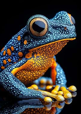 Vibrant Blue and Orange Frog