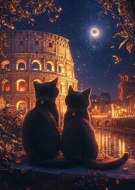 Cats in Rome Night