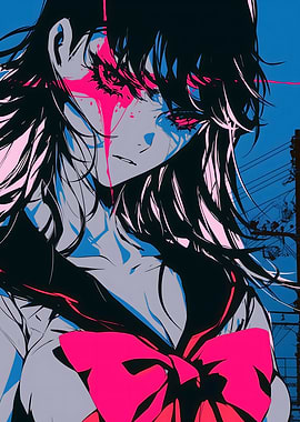 Anime Girl with Pink Bow