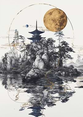 Japanese Pagoda Landscape