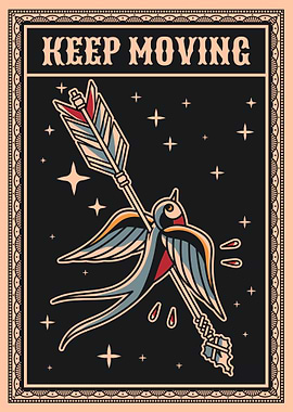 Keep moving vintage illustration