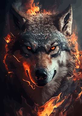 Fiery Wolf Portrait