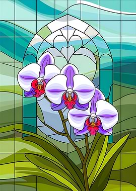 Stained Glass Orchid Grace