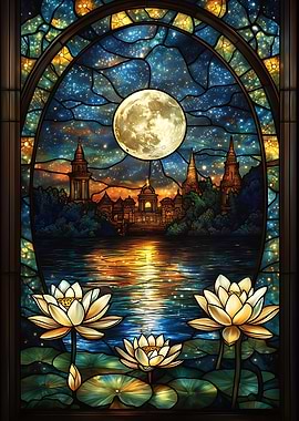 Stained Glass Moonlit City