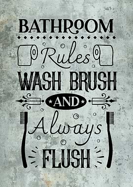 Bathroom Rules Sign Washroom Decor