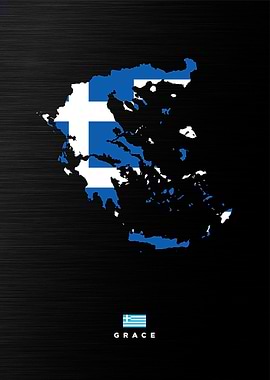 Greece Map with Flag
