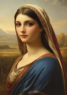 Portrait of a Woman in a Blue Dress