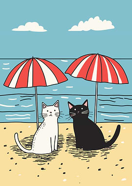 Cats Love Tropical Beach