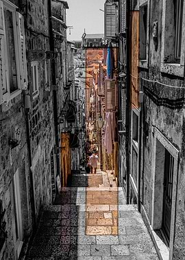 Narrow Stone Alleyway Dubrovnik Croatia