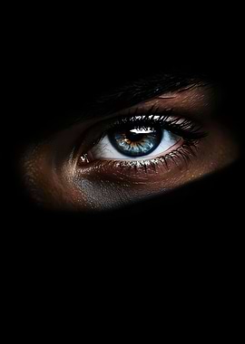 Close-up Eye with Blue Iris