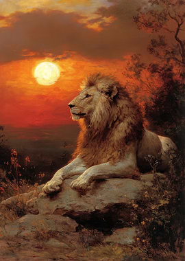 Lion at Sunset