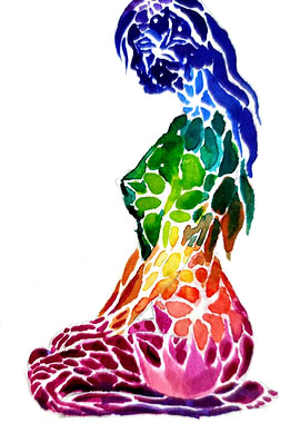 Watercolor Woman Silhouette medtating