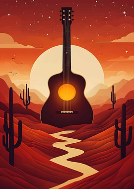 Desert Guitar Sunset