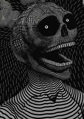 Striped Skull Illustration