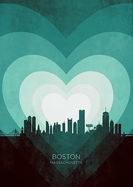 Paris France Skyline Hearts Teal