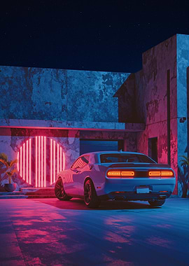 Neon Muscle Car