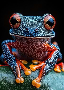 Vibrant Blue & Orange Frog