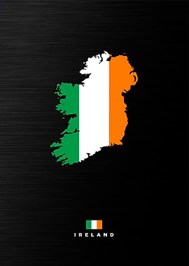 Ireland Map with Flag
