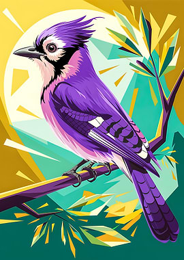 The Blue Jay Bird in Geometric Nature