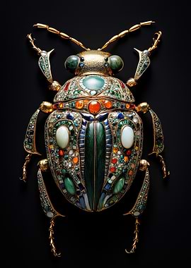 Gemstone Beetle Brooch