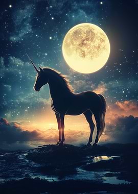 Unicorn In Moonlight