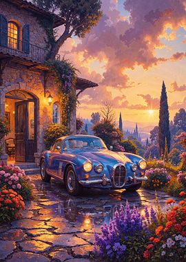 Vintage Car at Sunset