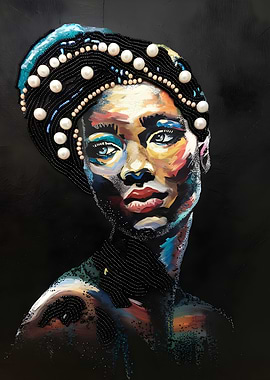Black Woman Portrait with Beads