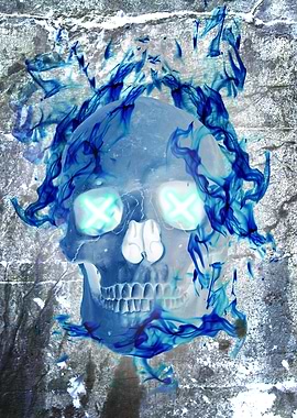 Blue Flame Skull