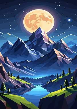 Blue Mountain Night Landscape