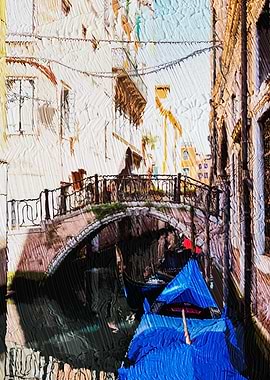 Venice Canal with Gondolas Italia