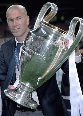 Zinedine Zidane Holding Champions League Trophy
