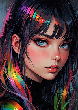 Anime Girl with Rainbow Hair - Keitlin
