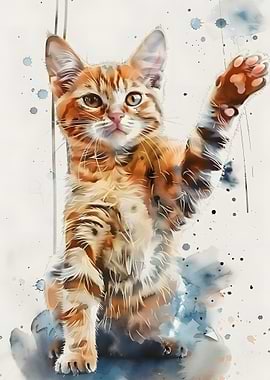 Orange Tabby Kitten Watercolor