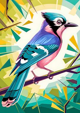 Aquamarine Jay: The Blue Jay in Geometric Nature
